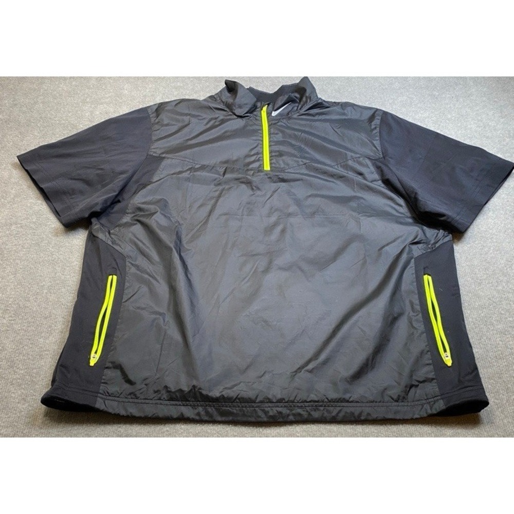 Nike Golf Windbreaker Mens XXL Black Short Sleeve Quarter Zip 639984-010